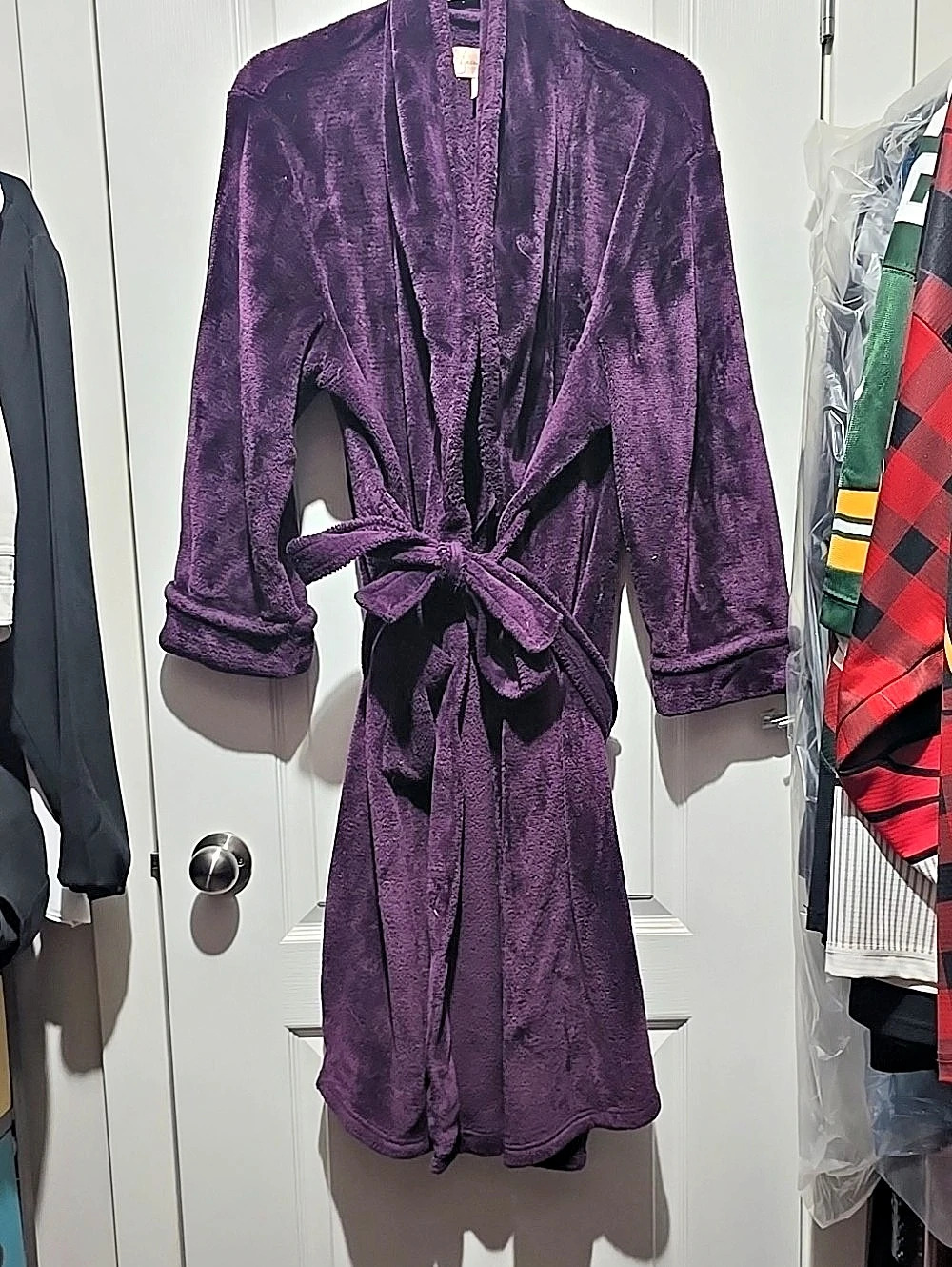 Jasmine Rose Intimates Plush Hooded Robe in Purple Size Large